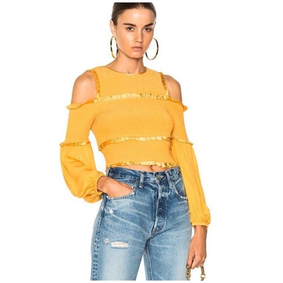 cinq a sept Tops - Cinq a Sept Pascal Cold Shoulder Silk Top Sienna size Small